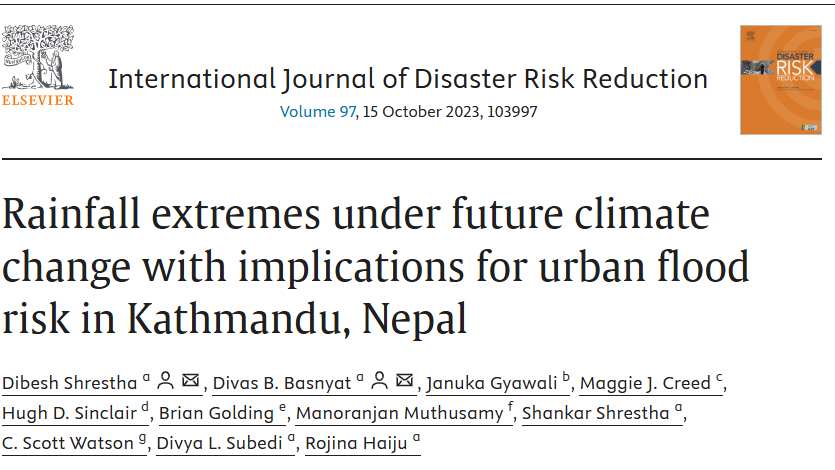 Rainfall extremes under future climate change with implications for urban flood risk in Kathmandu, Nepal