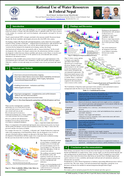 Rational Use of Water Resources in Federal Nepal