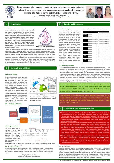 Effectiveness of community participation in promoting accountability in health service delivery and increasing abortion related awareness, attitude and beliefs in the community” – Endline survey